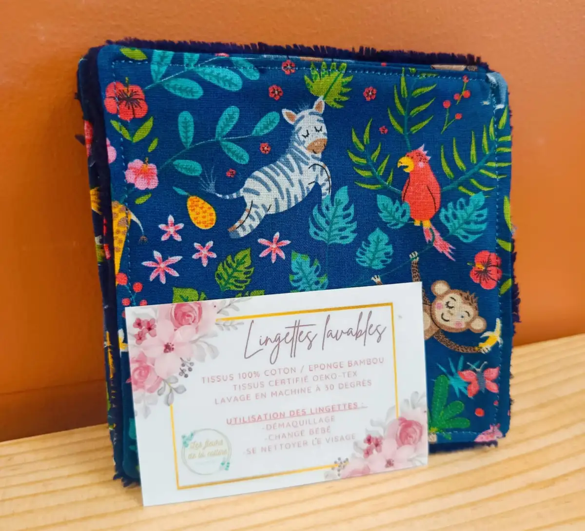 Lot de 5 lingettes lavables artisanales : démaquillez-vous avec style et douceur