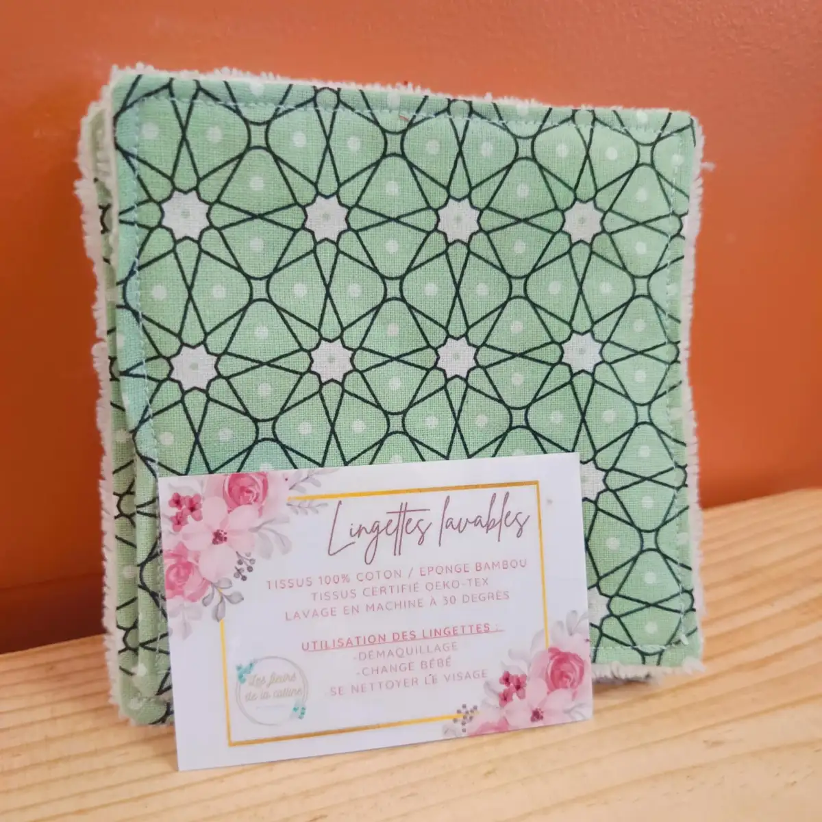 Lot de 5 lingettes lavables artisanales : démaquillez-vous avec style et douceur